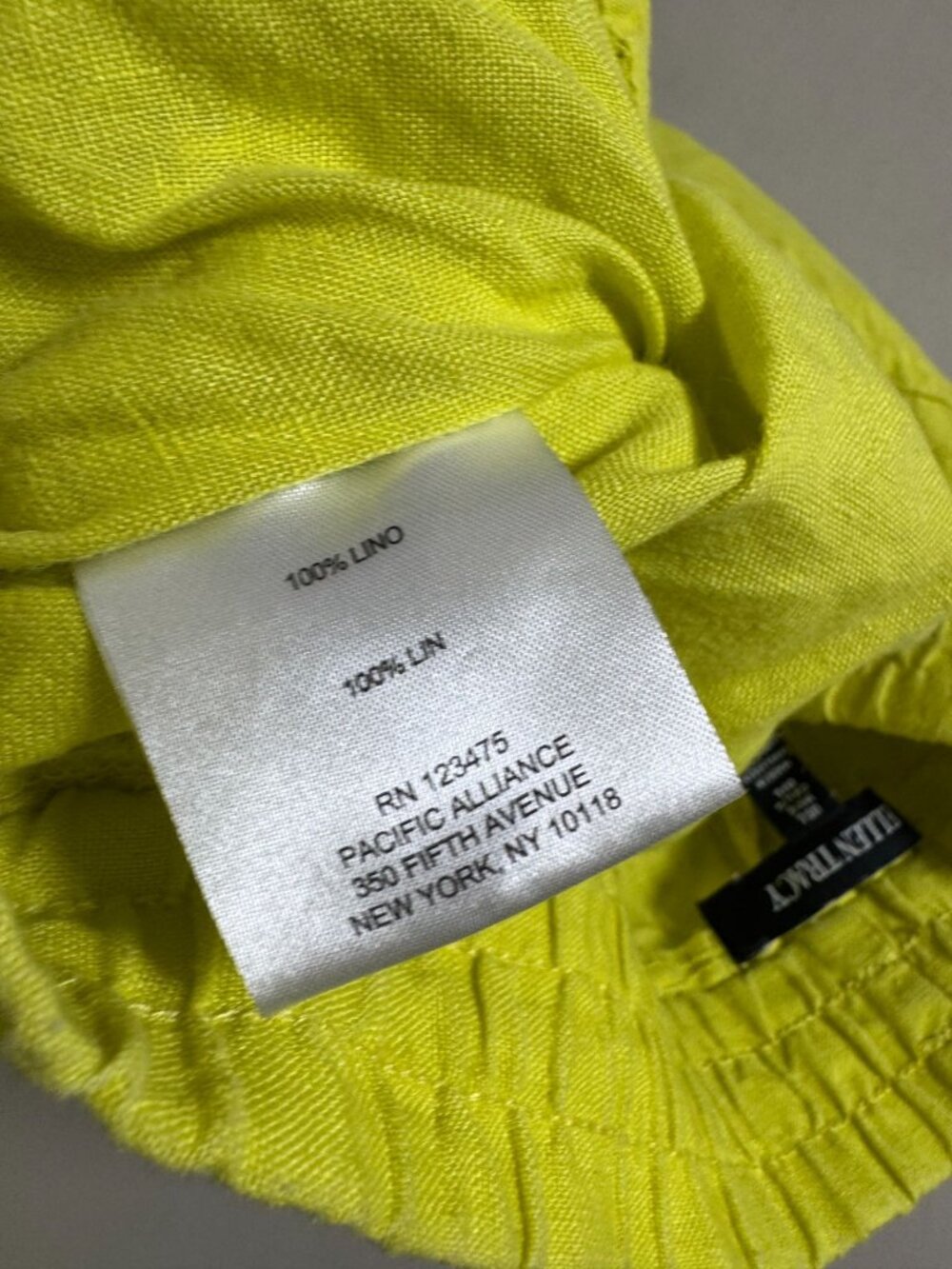 Ellen Tracy Women Lime Green 100% Linen Elastic Waist Pants Size Large Lagenlook - Picture 9 of 15